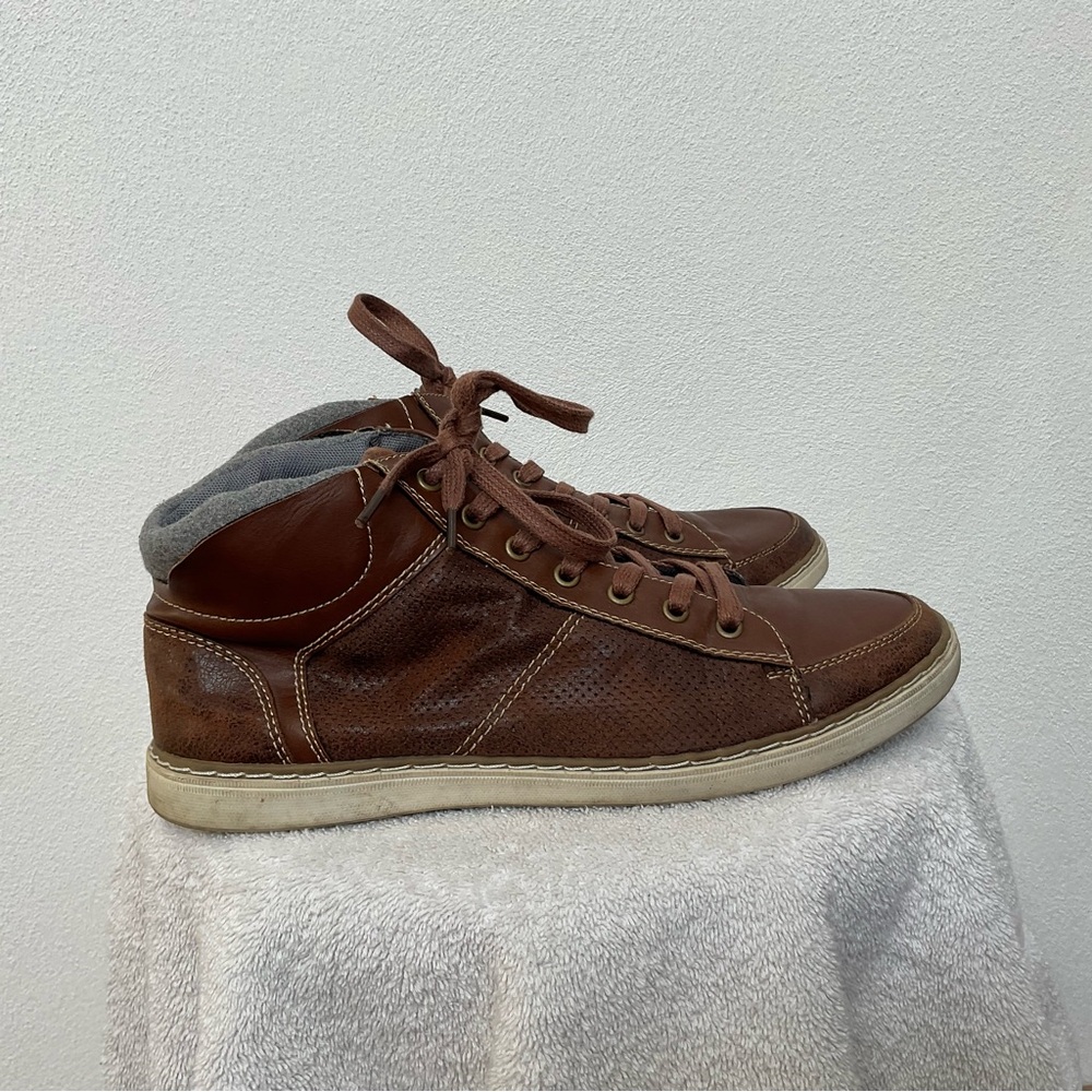 Sonoma Men's Wool Blend Brown Lace Up Ankle Boots Size 10.5 Fall Casual